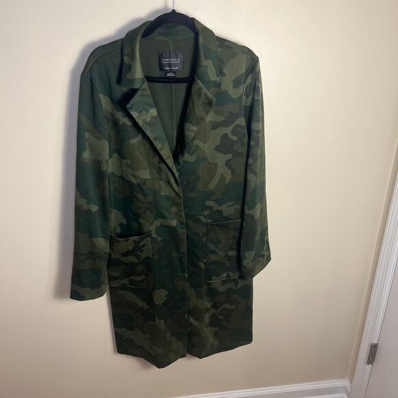 Sanctuary Olive Green Camo Long Utility Jacket Women’s Size Medium - Picture 3 of 8